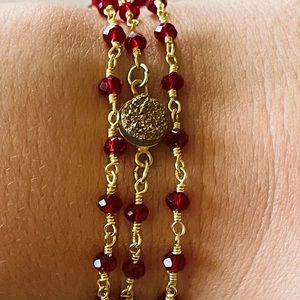 LUVLEIGH DESIGNS - garnet & druzy convertible wrap bracelet : necklace